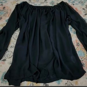 COPY - La Perla Peasant Sleeve Sheer Black Blouse